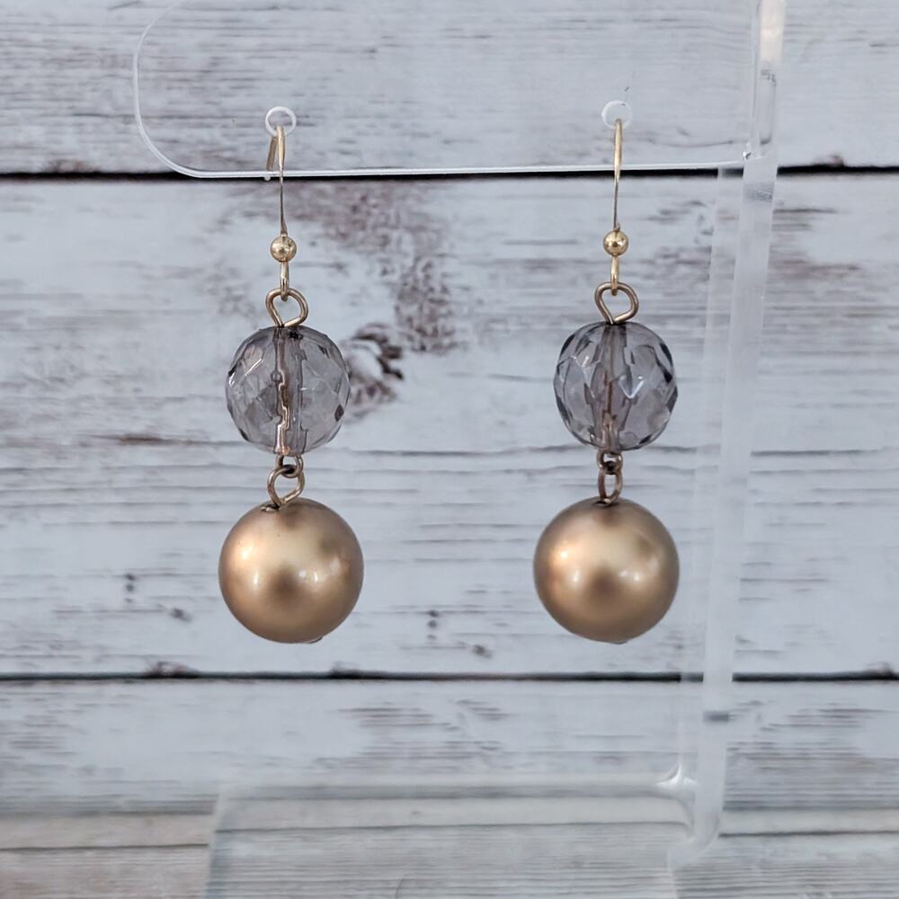 Vintage Earrings Bronze & Smokey Tones Dangle for Pierced Ears